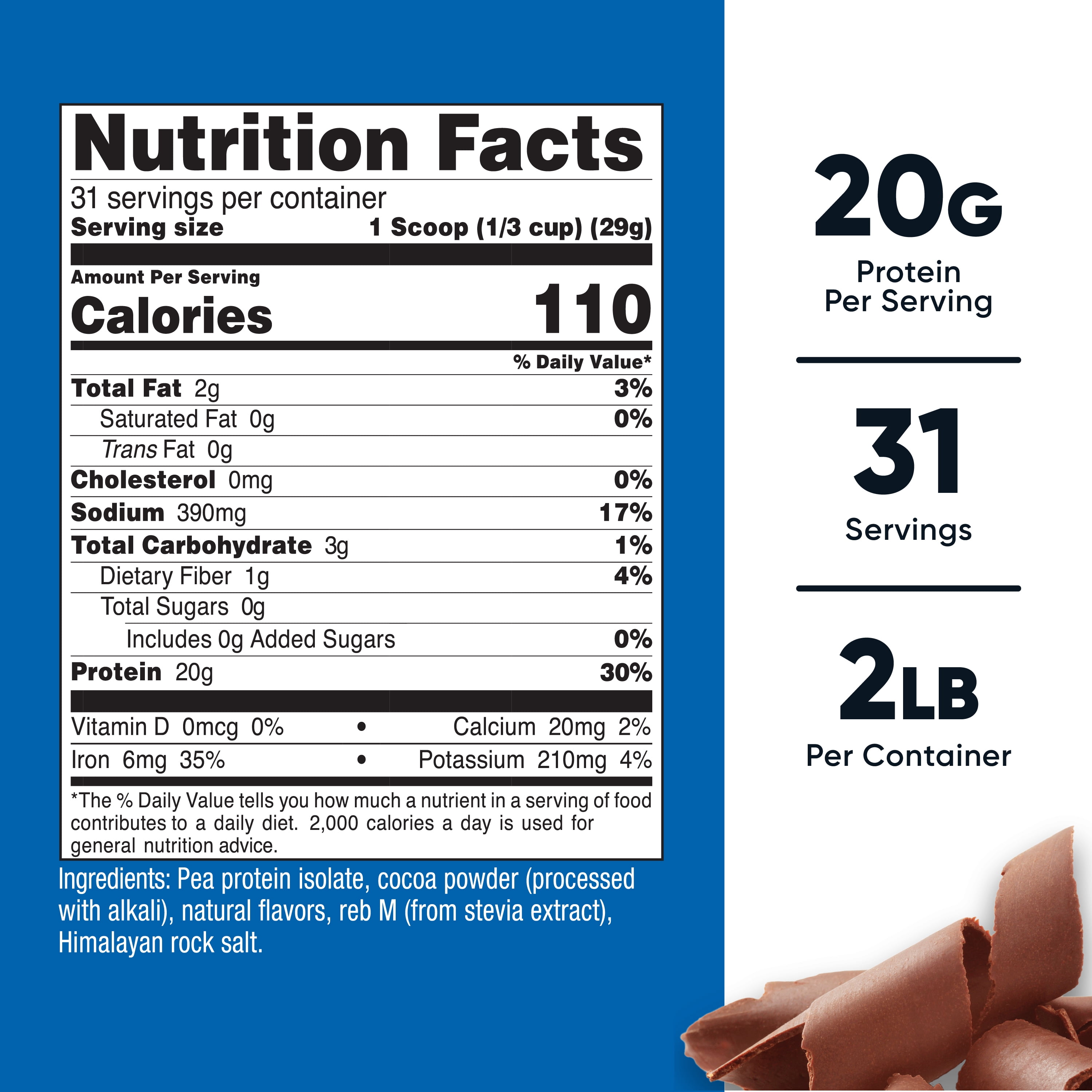Nutricost Pea Protein Powder (2 LBS) Chocolate - 20g of Vegan Pea Protein Isolate, GMO-Free, Gluten-Free, 31 Servings