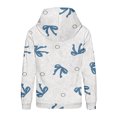 thumbnail image 5 of OYXSER Kids Girls Bow Print Hooded Sweatshirt Long Sleeve Pullover Top with Front Pocket Sweet Casual Style, Blue 3-4Y, 5 of 5