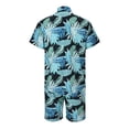 thumbnail image 3 of JYYYBF Men's 2 Pcs Beach Set Leaves/Flower Print Short Sleeve Holiday Hawaii Shirts Tops Casual Elastic Waist Shorts Summer Outfits, 3 of 6