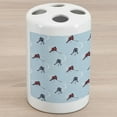 thumbnail image 1 of Sport Ceramic Toothbrush Holder, Abstract Lines Background Ice Hockey Pattern Competitive Match Winter Season, Decorative Versatile Countertop for Bathroom, 4.5" X 2.7", Blue Red Black, 1 of 4
