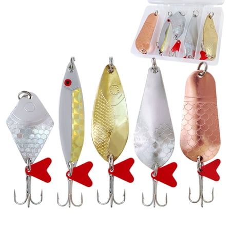 Swimming Fishing Spoons Lures Treble Hook Set Curved Hard Fish Baits Metal Construction Fishing Sequins Lures Baits