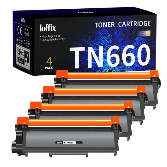 Ioffix TN660 Toner Cartridge Compatible for Brother TN660 TN630 Toner for Brother HL-L2380DW DCP-L2540DW MFC-L2700DW Printer (Black, 4 Pack)