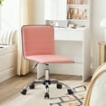 thumbnail image 3 of Furniliving Furniliving Modern Armless Office Chair, Adjustable Swivel Office Desk Chair with Wheels PU Leather Task Chair for Home Office, Pink, 3 of 9