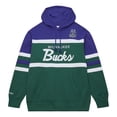 thumbnail image 2 of Men's Mitchell & Ness Green/Purple Milwaukee Bucks Head Coach Pullover Hoodie, 2 of 5