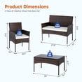 thumbnail image 4 of EDX 4 Piece Patio Furniture Set, All-Weather PE Rattan Conversation Set with Black Tempered Glass Coffee Table, Washable Cushions, for Porch Garden Backyard, Brown/Beige, 4 of 9