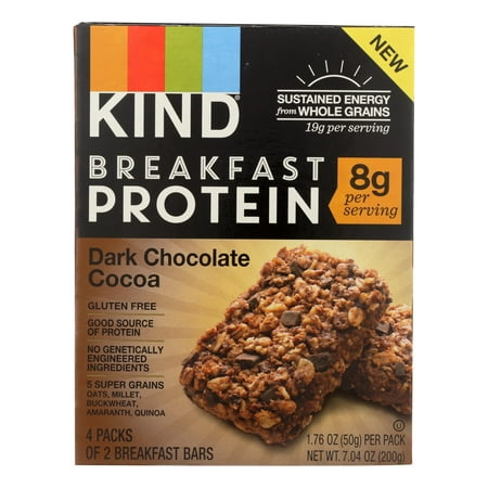 Kind Breakfast Bars 8G Protein Gluten Free Dark Chocolate Cocoa 4 Packs of 2 Bars Pack of 4