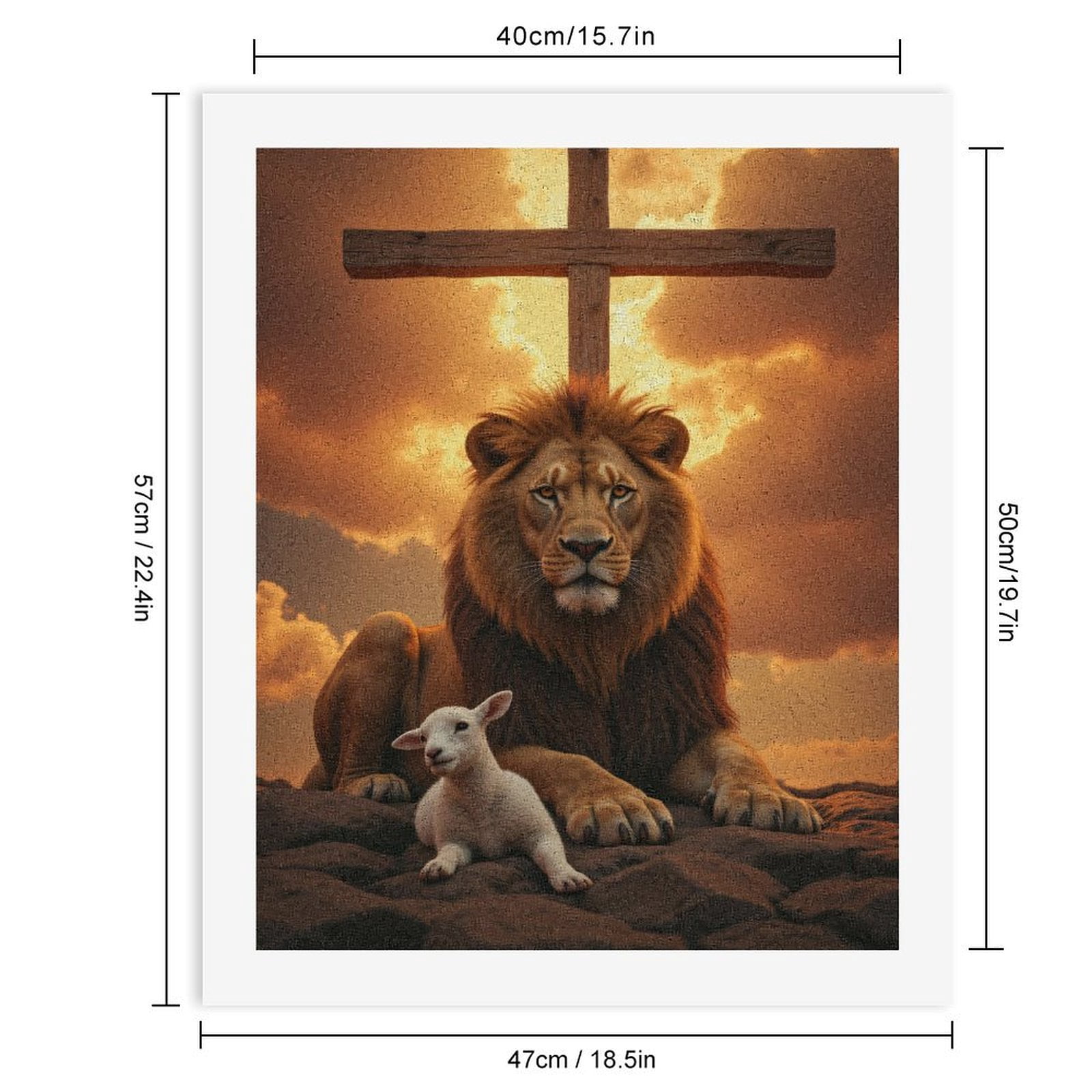 Paint By Numbers Kit for Adults Beginner - DIY Lion Lamb Sunset Clouds Cross Canvas Painting Kits for Adults, Frameless Paint By Number for Adults for Home Wall Decor 16x20 Inch