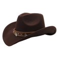 thumbnail image 4 of XIAOCHA Shapeable Brim Wool Cowboy Hat for Women Solid Wide Brim Western Hat Farm Party Western Cowboy Hat,Coffee, 4 of 4