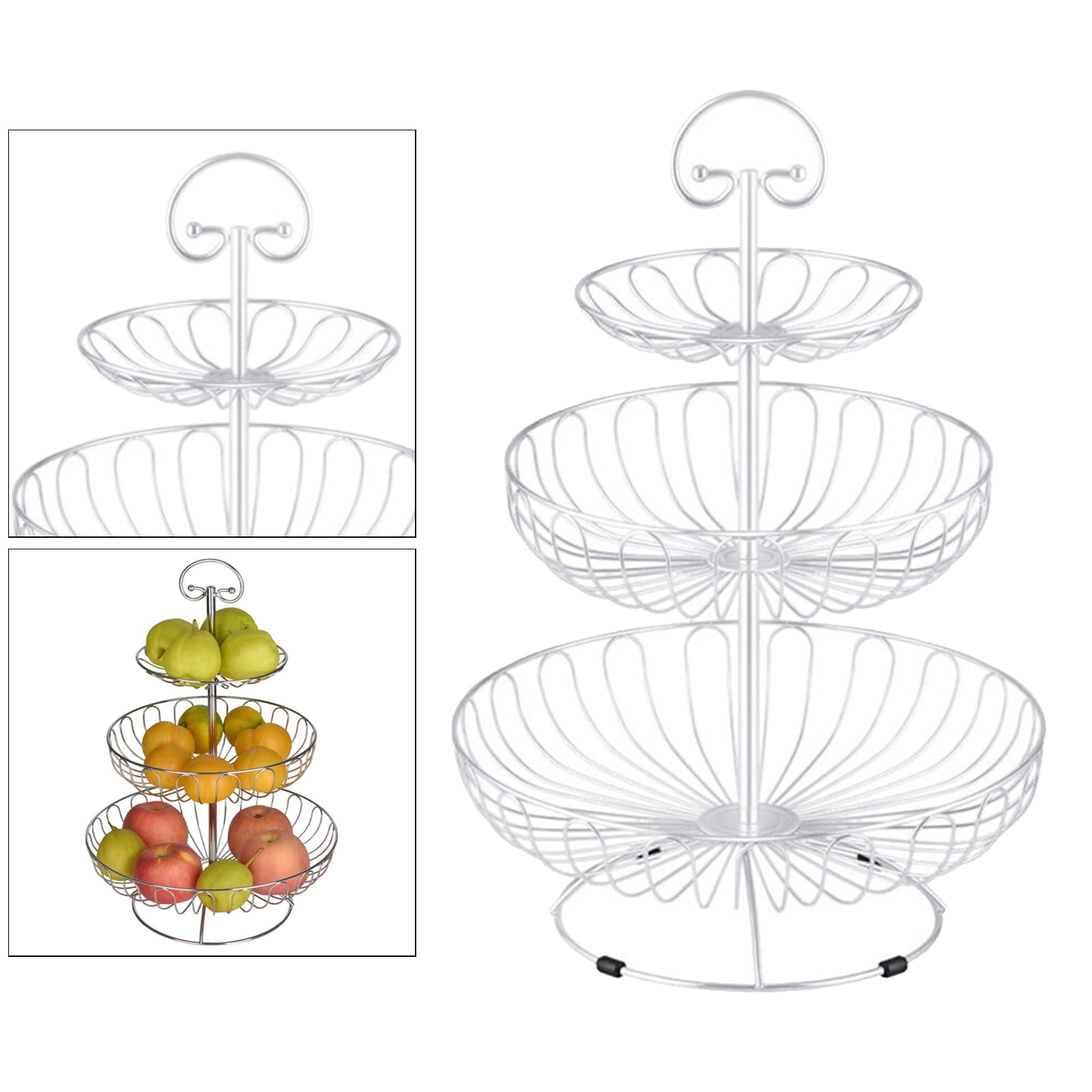Wire Basket Stand Kitchen Countertop Organizer Fruit Vegetable Bowl