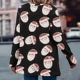 thumbnail image 6 of Christmas Outfits Women Drapped Cardigan Open Front Long Sleeve Coat with Santa Claus/Snowflake/Xmas Tree Prints (XL, Black), 6 of 7