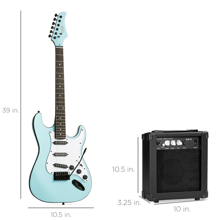 Best Choice Products 39in Full Size Beginner Electric Guitar Kit with Case, Strap, Amp, Whammy Bar - Powder Blue Best Choice Products 39in Full Size Beginner Electric Guitar Kit with Case, Strap, Amp, Whammy Bar - Powder Blue