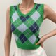 thumbnail image 3 of Gibobby Casual Suéter para Mujer, Chaleco de punto con cuello en V, sin mangas, chaleco, otoño e invierno(Verde,CH), 3 of 4