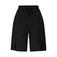 thumbnail image 4 of Hurxie Deals Mens Washed Shorts Summer Elastic Waistband Shorts with Pockets Black,XXL, 4 of 6