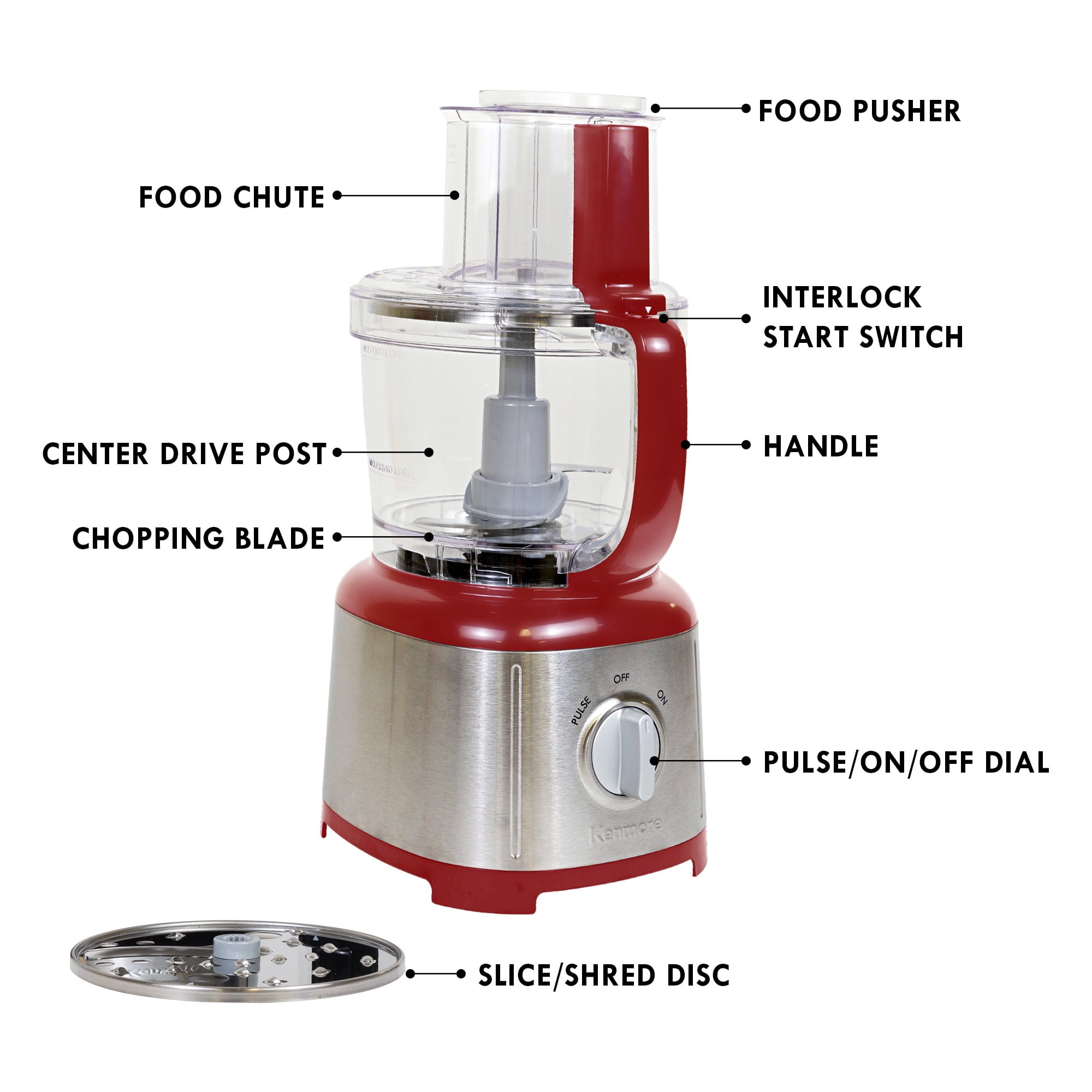 Kenmore 11-Cup Food Processor and Vegetable Chopper, Red and Silver