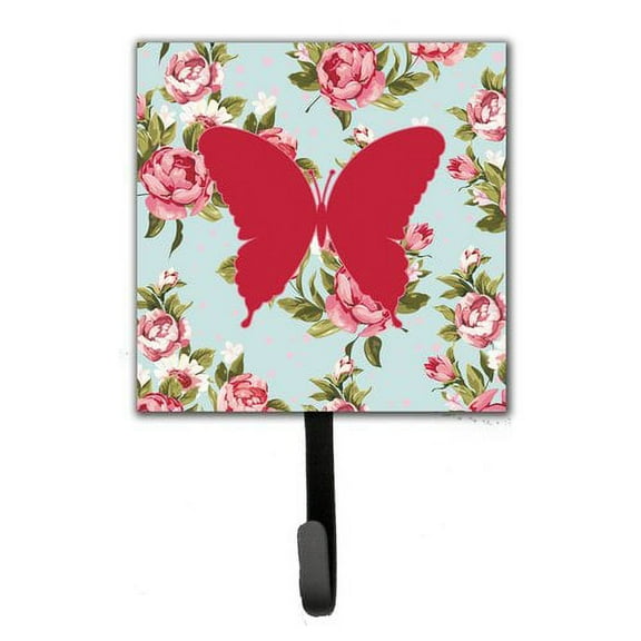 Caroline's Treasures BB1048-RS-BU-SH4 Butterfly Shabby Chic Blue Roses BB1048 Leash or Key Holder, Blue, Single Hook, multicolor