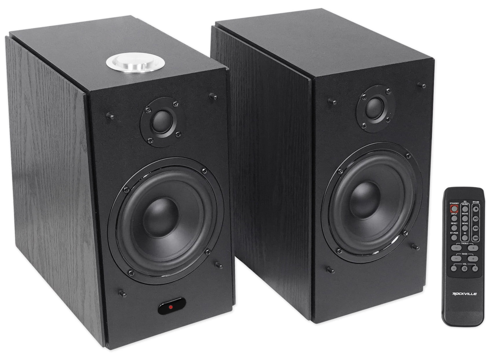 (2) Rockville HD5B 5" Powered Bookshelf Speakers Bluetooth Monitors w/37" Stands