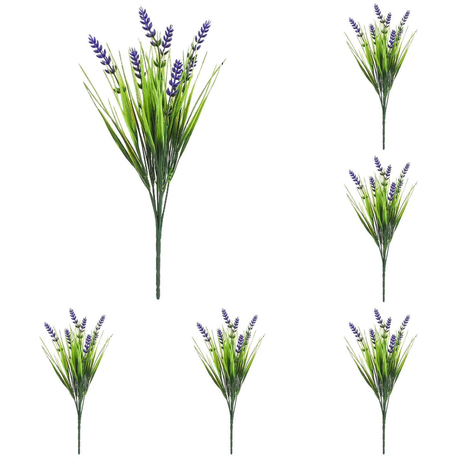 LYINGF Artificial Outdoor Flowers Lavender Greenery Plants with Monkey Grass, Resistant Faux Plants for Garden Porch Window Patio Hanging Planter Home Decor,Realistic UV Protected Artificial Shrubs