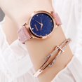 thumbnail image 4 of Reloj de pulsera de cuarzo con correa de PU de aleación de mujer con esfera redonda y cielo estrellado de moda (rosa), 4 of 4