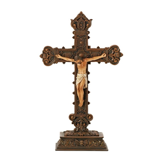 Joseph's Studio by Roman - Collection, 14.5" H Standing Crucifix, Made from Resin, High Level of Craftsmanship and Attention to Detail, Durable and Long Lasting