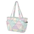 thumbnail image 2 of FORMRS Tote Bag for Women Quilted Large Capacity Travel Work Carry On Shoulder Handbag, Purple Geometric, 2 of 7