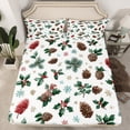 thumbnail image 2 of Homewish Rustic Pine Cone Full Size Sheets,Green Christmas Floral Bed Sheets,Red Xmas Berry Sheet Sets For Men Women,Ultra Soft Home Decor,4 Pieces, 2 of 7
