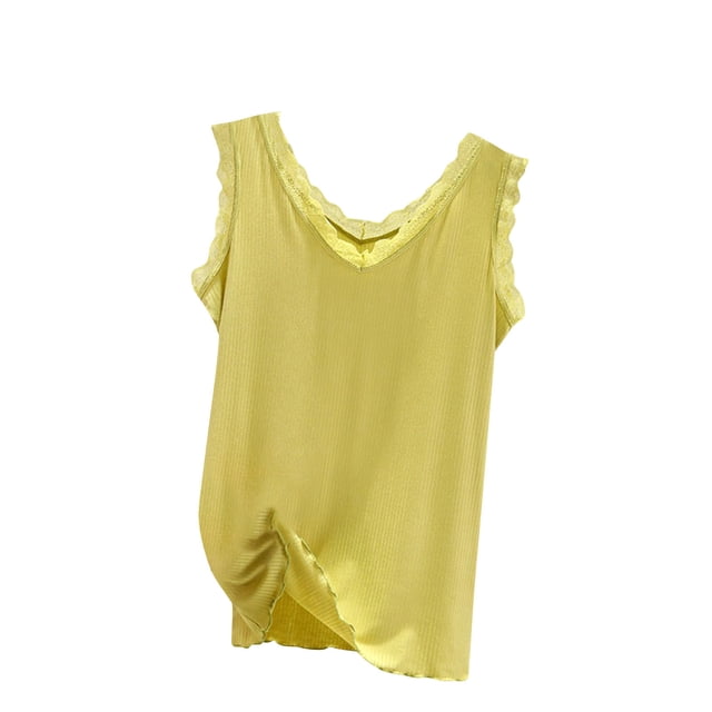 FAIWAD Débardeur en Dentelle Coton Sans Manches pour Femmes Grande Taille Coupe Ajustée Extensible
