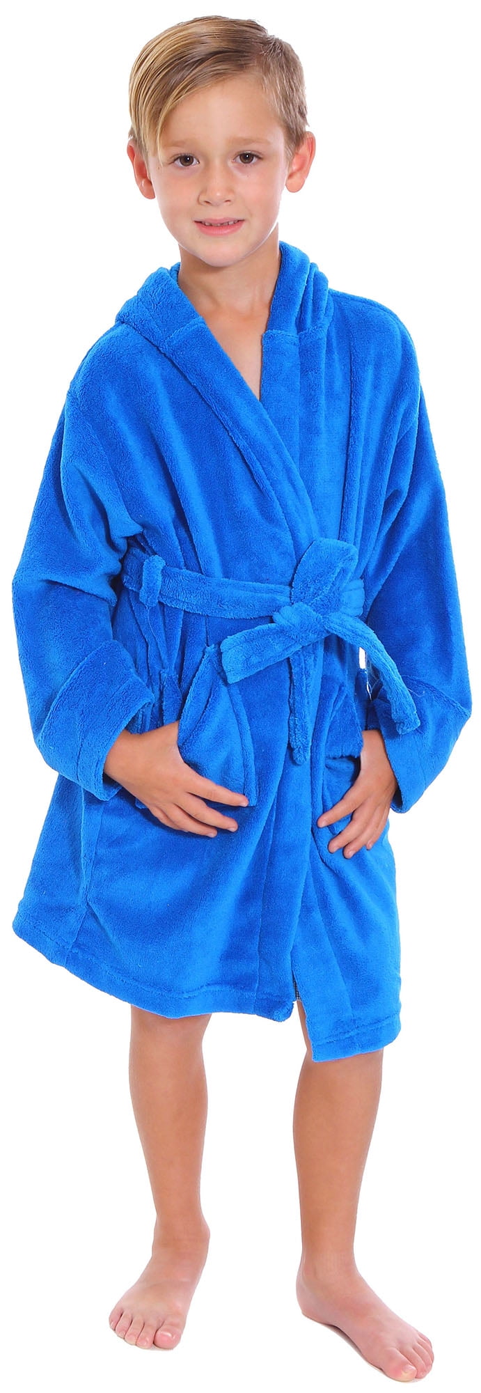Simplicity Big Boys' Microfiber Hooded Robe Terry Bathrobe, Royal Blue ...