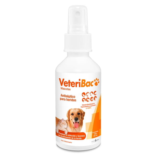 Solución Antiseptica VeteriBac Cicatrizante y Regenerador Spray 120 ml