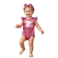 thumbnail image 3 of Hansber 2Pcs Metallic Outfit for Baby Girls Sparkly Romper Toddlers Birthday Party Fancy Dress Up Pink 18-24M, 3 of 7