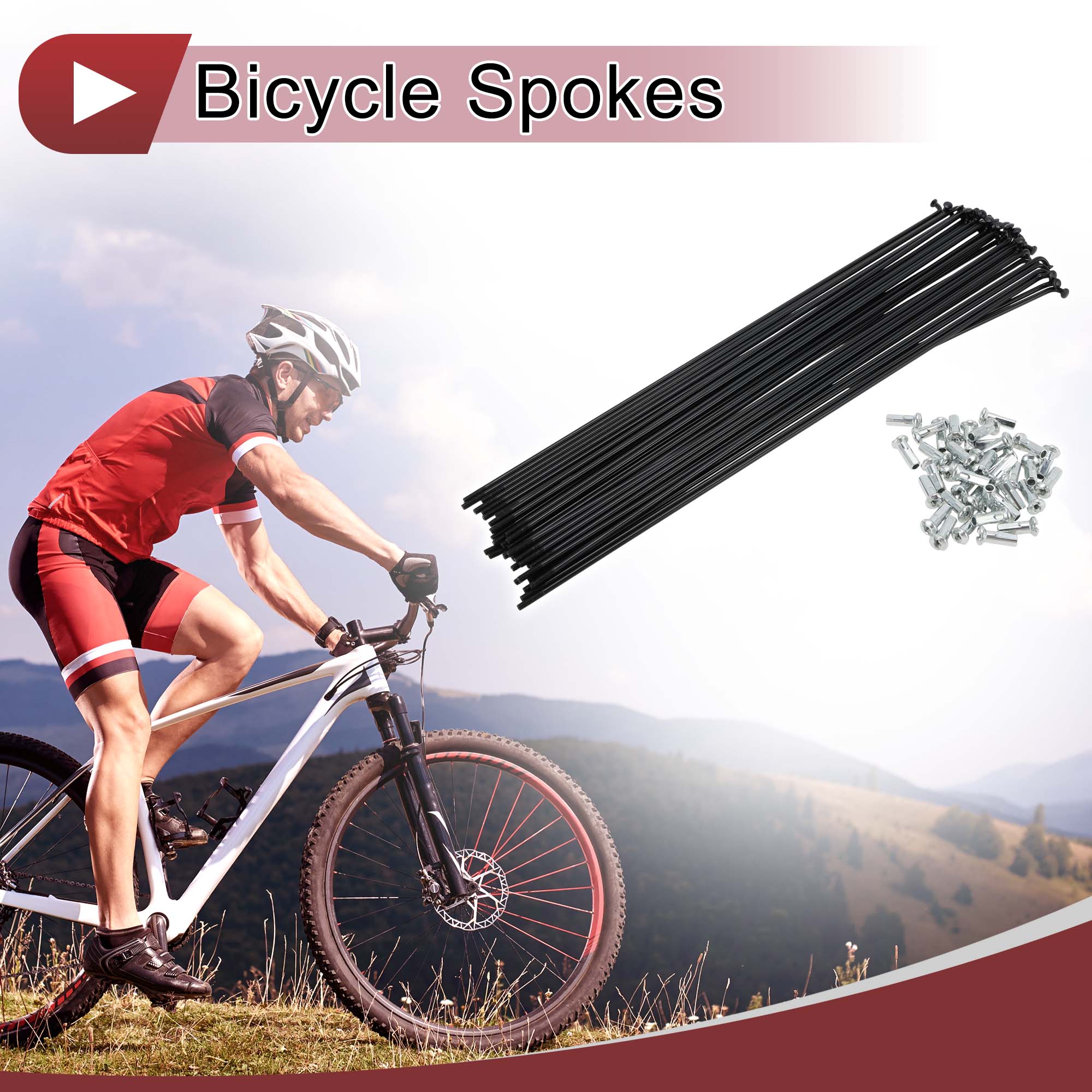 Unique Bargains 38Pcs 13G Bicycle Spokes Bike Wheel Spoke Carbon Steel Black 9.65"