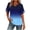 Blue, variant on Womens Short Sleeve V Neck T Shirt Ombre Gradient Design Stretchy Fabric Casual Silhouette for Party Events Blue L