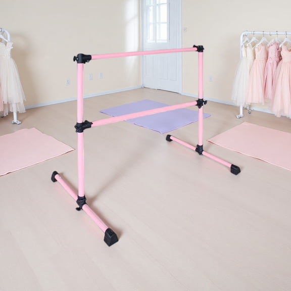 4FT Pink Adjustable Ballet Barre - 6.7-46 Inches Height Range, Non-Slip Stable Design for Home Dance Studio Practice