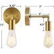 thumbnail image 4 of Juego de 2 apliques de pared para baño de latón cepillado, estilo retro industrial, con barra (dorado) (con bombillas), 4 of 5