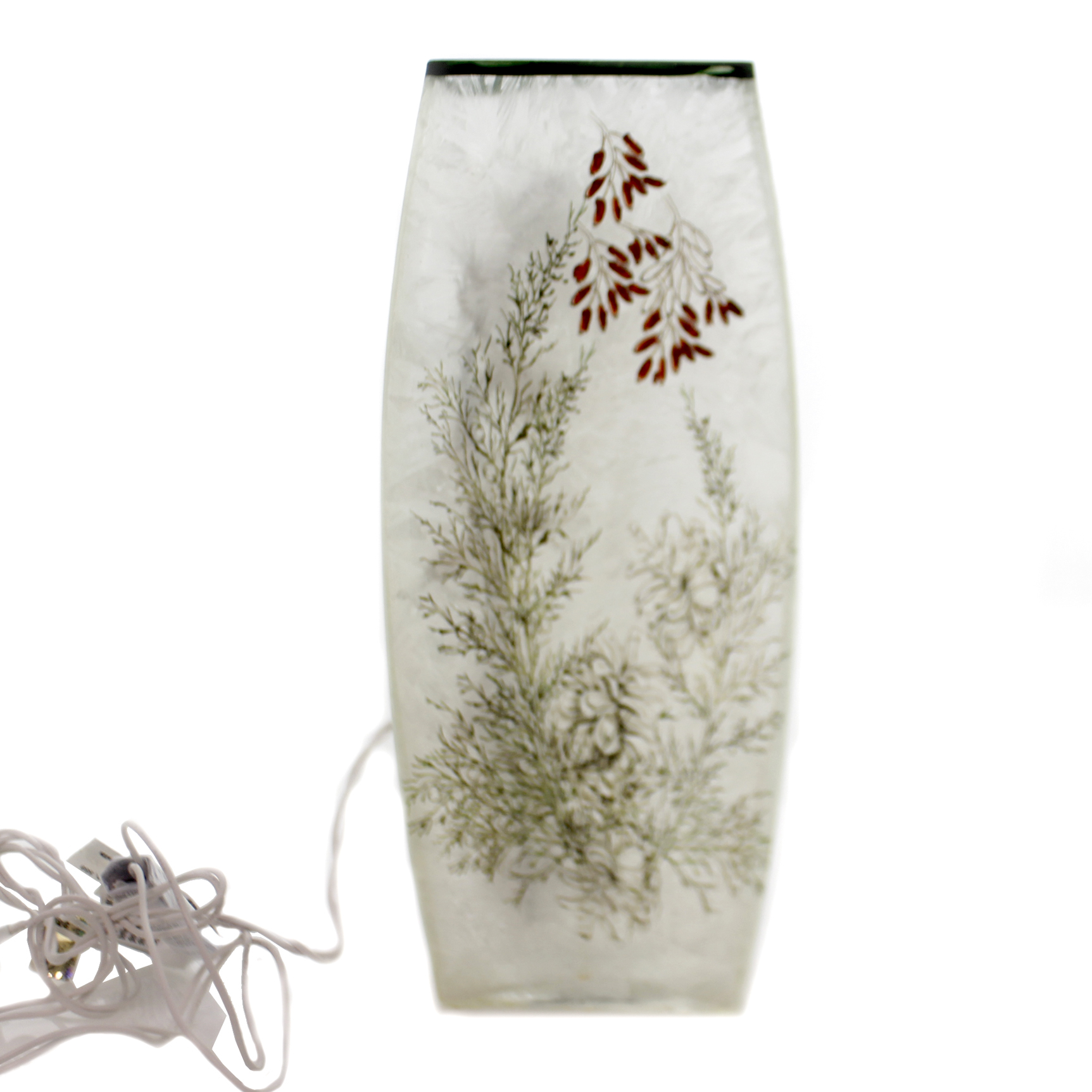Stony Creek TALL LIGHTED GLASS VASE Glass Berries Holiday