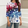 thumbnail image 3 of HAVUITYY Independence Day 3/4 Sleeve Sweaters for Womens, Plus Sized Fashion Flag Printed Crew-Neck Pullover, Women's Spring Going Out Tops for Gifts & Wear, 3 of 5