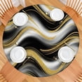 thumbnail image 2 of Black Marble Gold Wave Pattern Round Fitted Tablecloth with Elastic Edge,Dining Table Cover Waterproof,Outdoor Round Tablecloth for Camping,Dining,Indoor and Outdoor, 2 of 7