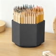 thumbnail image 4 of 360 Degree Rotating 6-grid Pen Holder Thick Plastic Large Capacity Classification Stationery Storage Box For Study Working Desk Use(Brown), 4 of 7
