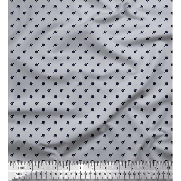 Soimoi Silk Fabric Bird Small Print Sewing Fabric Yard 42 Inch Wide