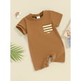thumbnail image 2 of Bagilaanoe Newborn Baby Boys Summer Jumpsuit Shorts Stripe Short Sleeve Bodysuit 3M 6M 12M 18M Infant Casual One Piece Romper, 2 of 8