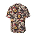thumbnail image 4 of Balery rock Skull record artist Men's Casual Button Down Shirt Short Sleeve Textured Summer Cuban Beach Shirts-4X-Large, 4 of 7