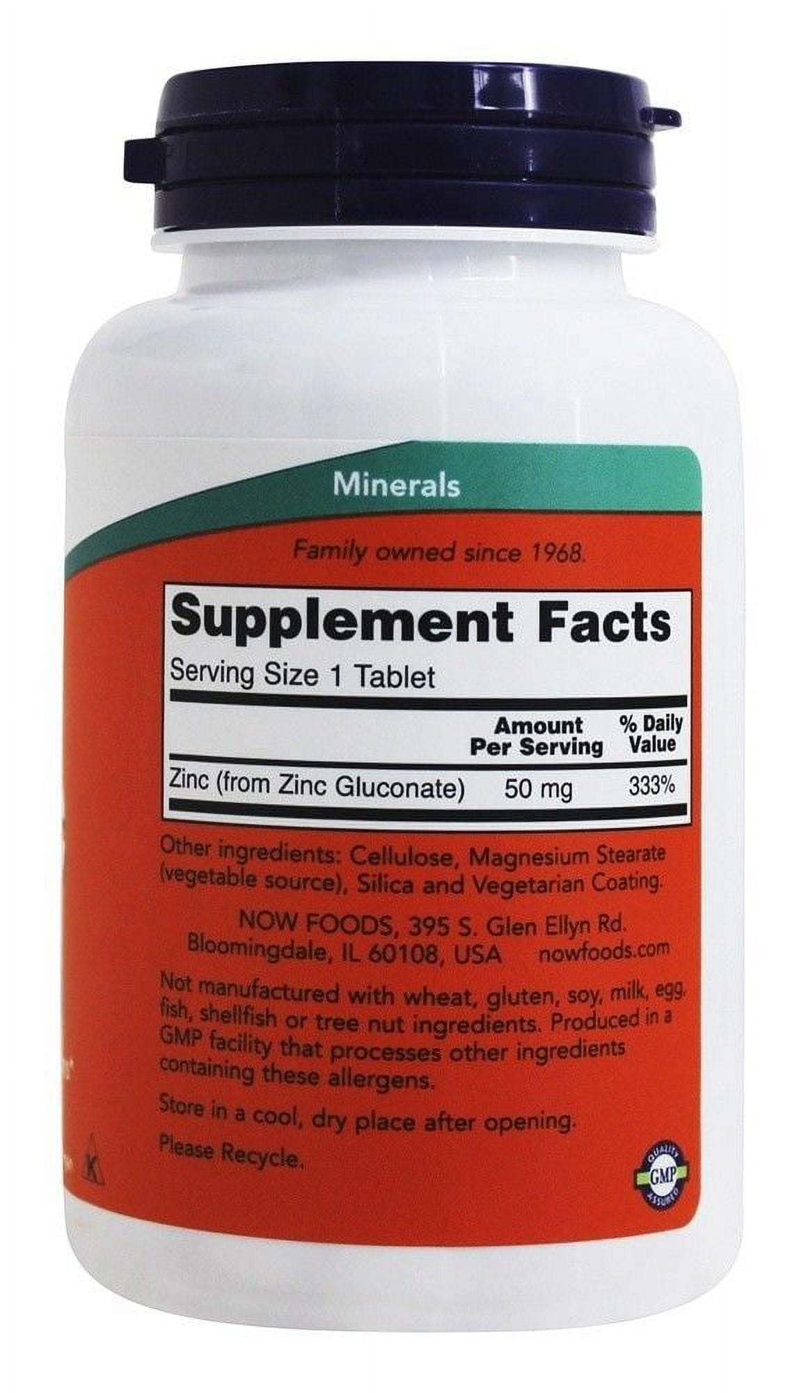 Now Foods Zinc Gluconate 50 mg 250 Tablets,Pack of 3