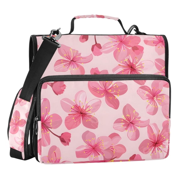 ALAZA Zipper Binder Pink Cherry Blossoms Flower 3 Ring Trapper Keeper File Folder Organizer Bag