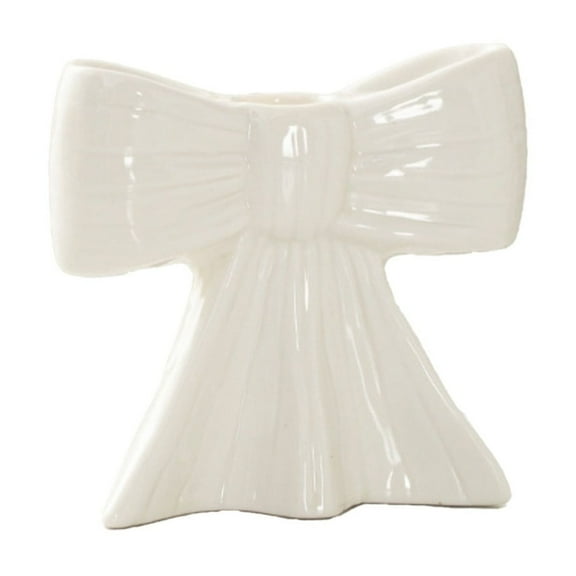 1Pc Bow Vase Ceramic Vase Pen Holder Ceramic Vase Makeup Brush Holder Bow Design Decorative Women Gifts for Christmas Home Bedroom Livingroom Table Centerpiece Decor, Multicolor(White,4.6x4.6x4.2")