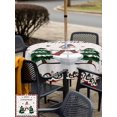 thumbnail image 4 of Outdoor Tablecloth with Umbrella Hole and Zipper, Christmas Snowman Square Table Cloth 60x60 Inch Waterproof Tablecloth, Xmas Tree Snowflake Burlap Winter Picnic Table Cover for Patio Camping, 4 of 7