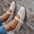 thumbnail image 6 of Women's Elegant Square Toe Embroidered Strappy Flat Pumps Single Ankle Strap Soft Sole Lightweight Breathable Non Slip Comfortable Casual Shoes For Everyday Wear White 39, 6 of 6