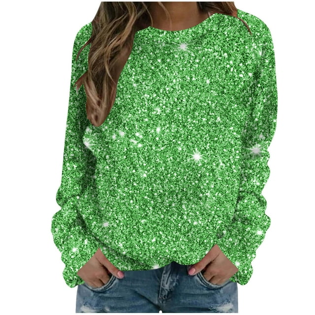 FAIWAD Sequin Shirts for Women Plus Size Sparkly Tunic Top Party Trendy Plus Size Pullover Tops