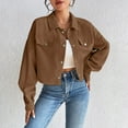 thumbnail image 4 of iHPH7 Corduroy Jacket Women Going Out Jackets for Women Cropped Jacket Women's Outerwear Womens Shacket Collared Jacket Women Fall Jacket Brown L, 4 of 7