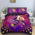 thumbnail image 1 of LAICAIW 3D Duvet Cover Set Purple Musical Note Square Art 61x87 Inch Double Bedding Set Reversible Soft Microfiber Quilt Cover & 2Pillowcases with Zipper Closure for Kids Teenagers Adult Aged, 1 of 6