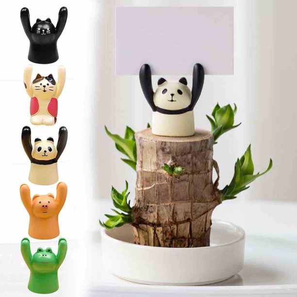 Adornos de madera para el salpicadero de coche Panda - Set de decoración de animales adorables para escritorio de oficina en casa