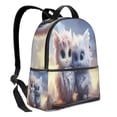 thumbnail image 2 of Lsque Cute Animal Couple Pattern Backpack – School Travel Canvas Daypack with Ergonomic Padded Straps, Multiple Compartments & Leather Handle, 2 of 5